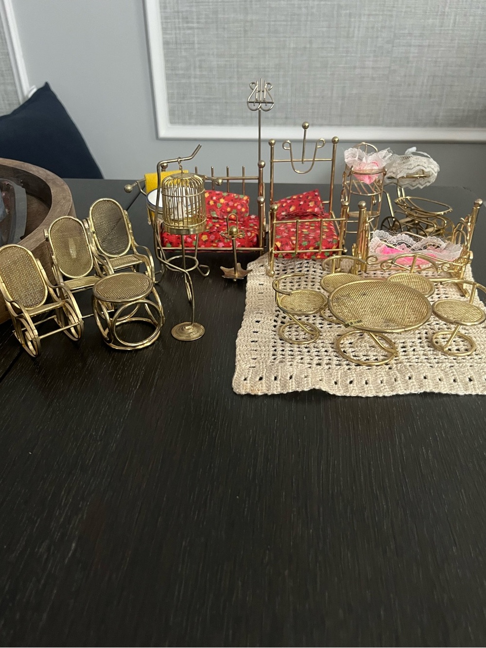Miniature Brass Dollhouse Furniture Bedroom, Kitchen, Rocking Chairs and More!